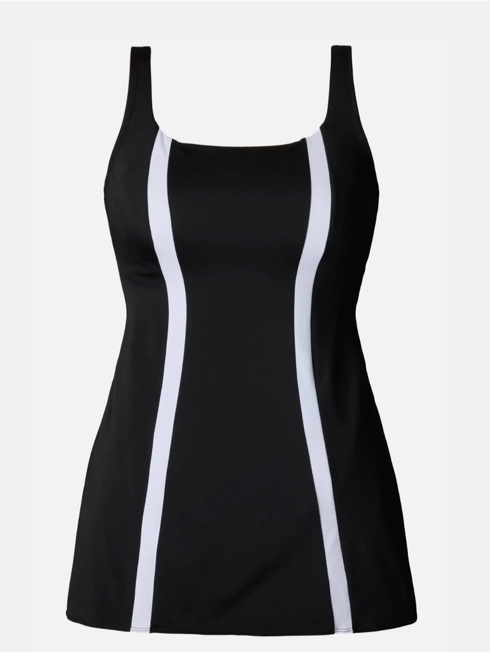 Shape Solver Sport Swimdress Black White Tummy Control Swimsuit Size 18
